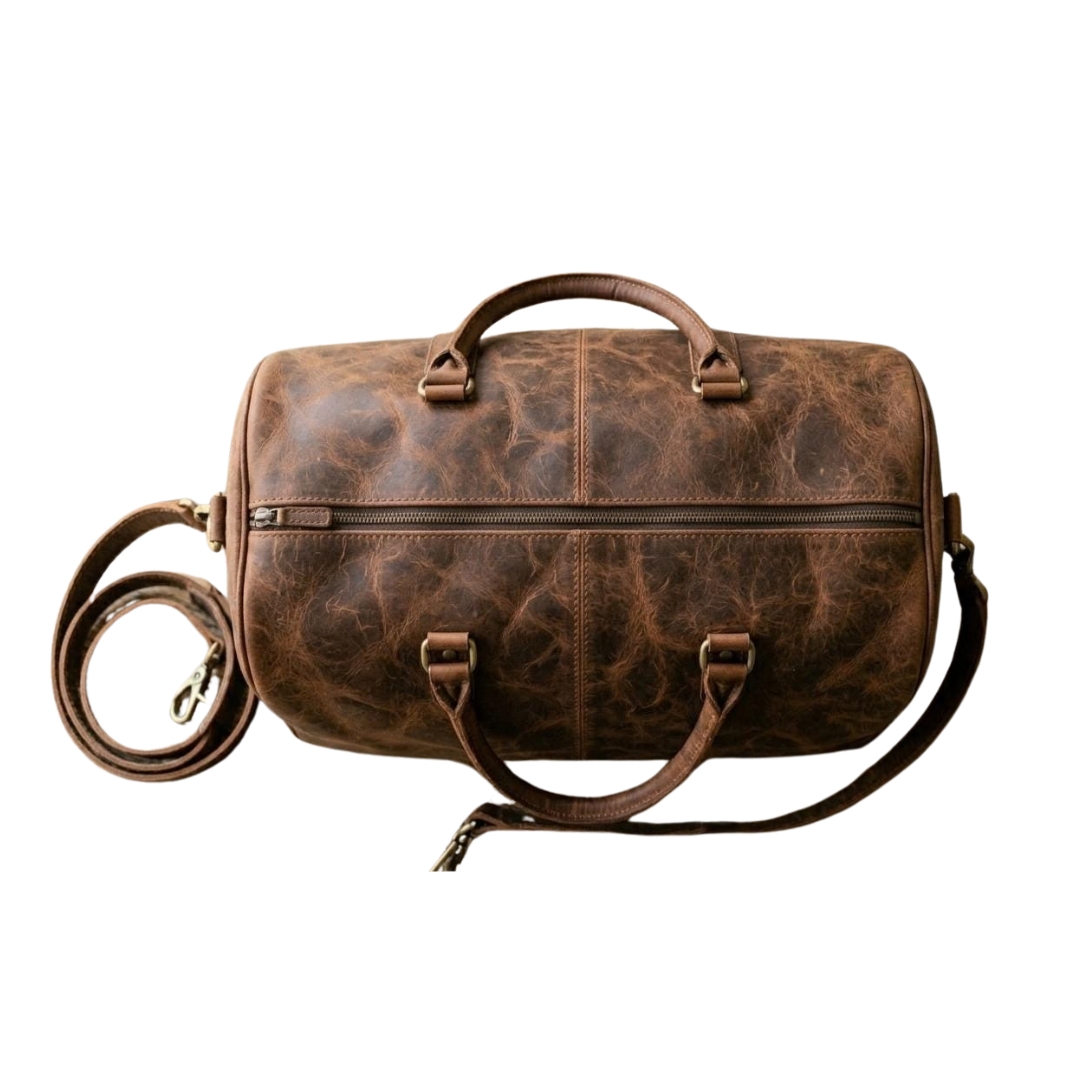 Cassian Brown Leather Duffel Bag view 3