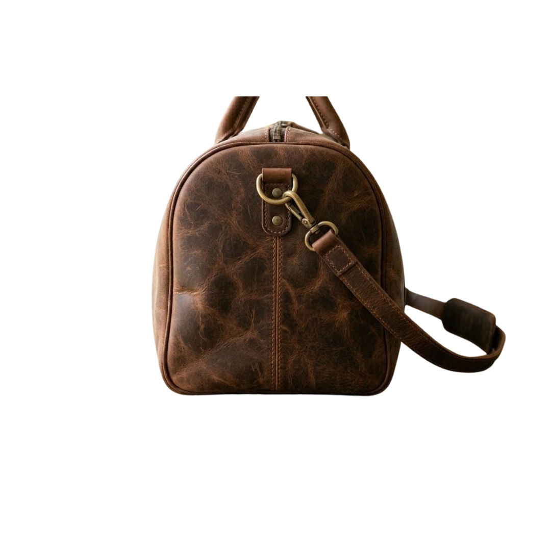 Cassian Brown Leather Duffel Bag view 5