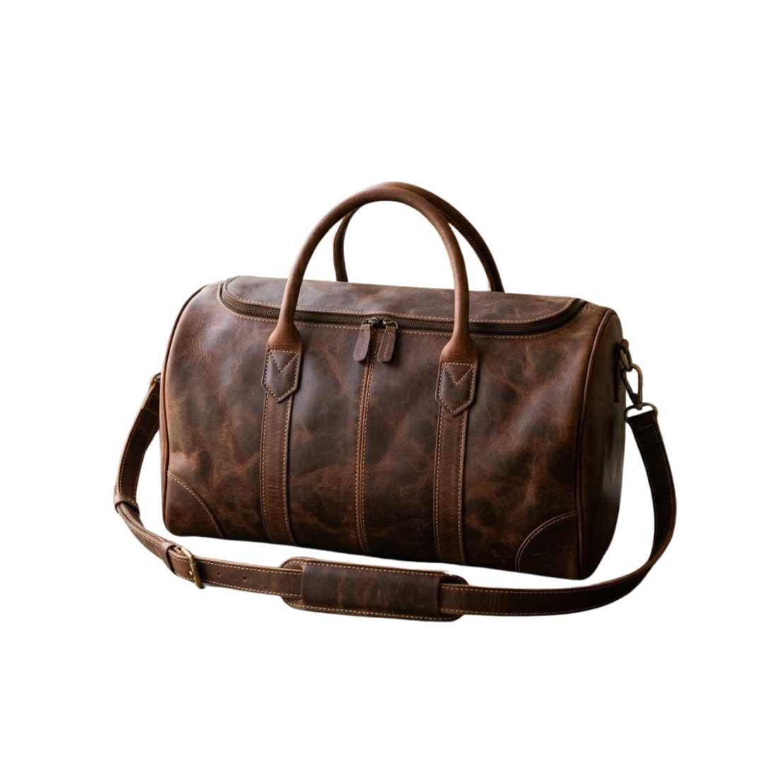 Cassian Brown Leather Duffel Bag