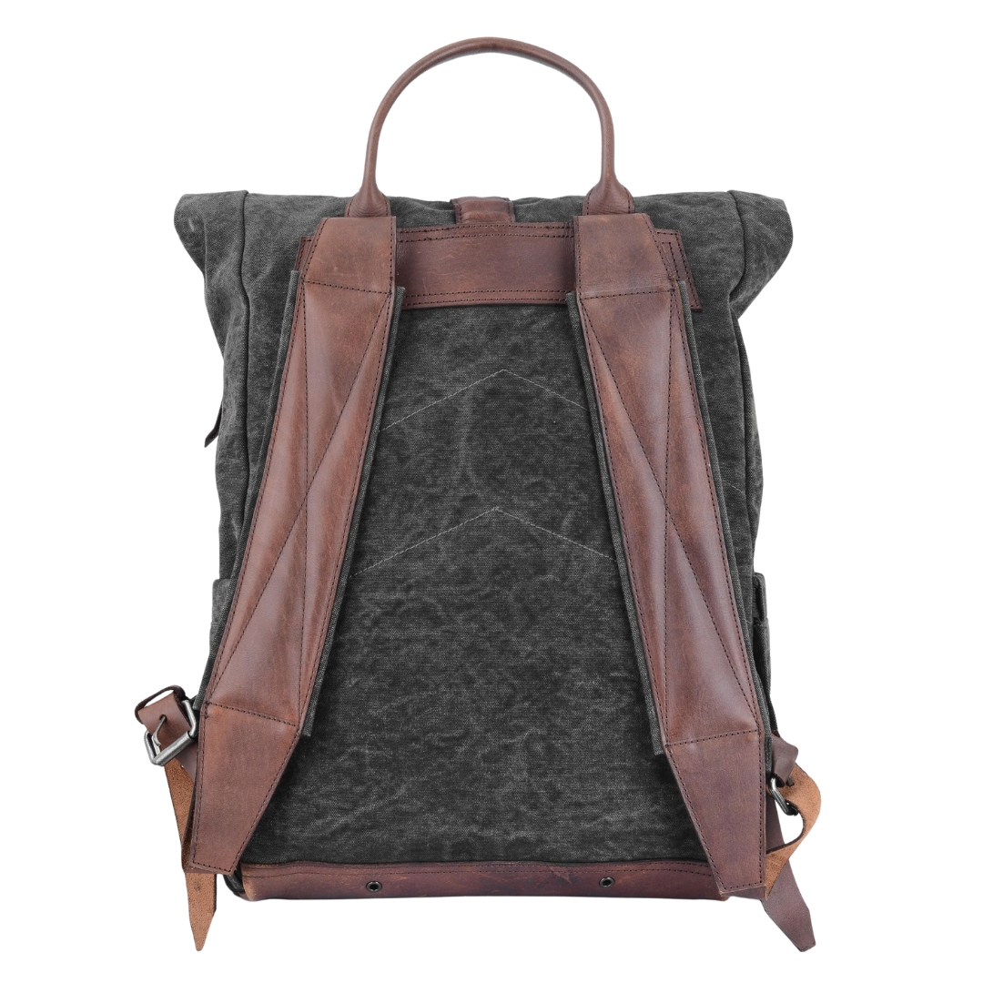 Durham Canvas Leather Rolltop Backpack view 2