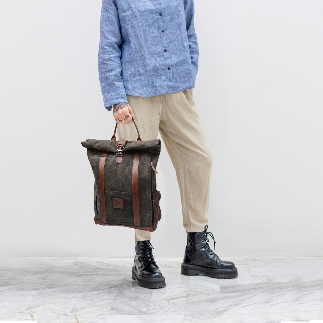 Durham Canvas Leather Rolltop Backpack view 4