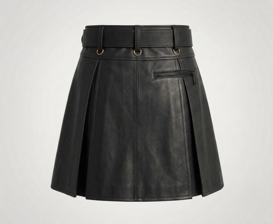 Black Faux Leather Pleated Mini Skirt view 2