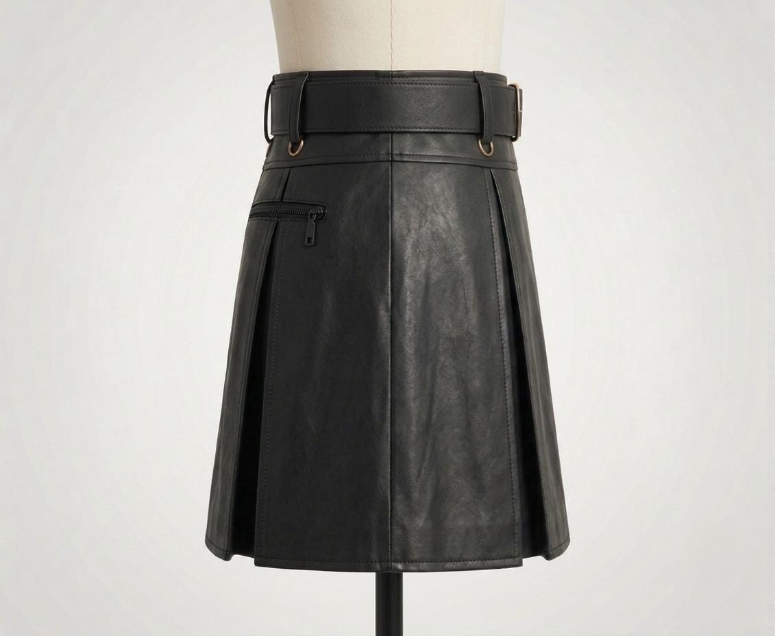 Black Faux Leather Pleated Mini Skirt view 4