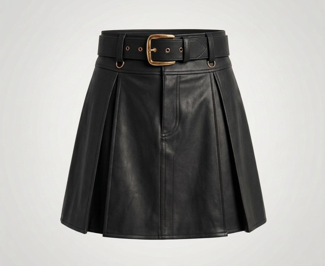 Black Faux Leather Pleated Mini Skirt