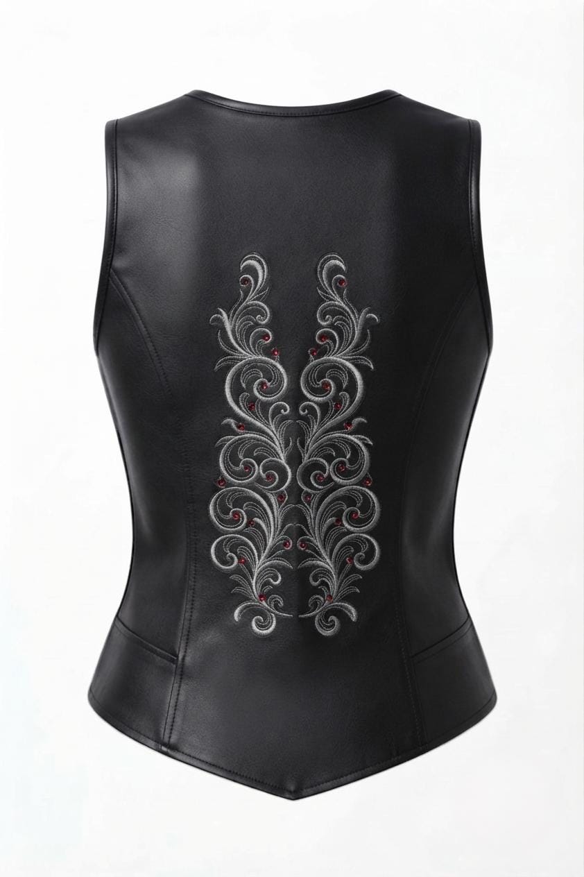 Black Leather Corset Vest view 2