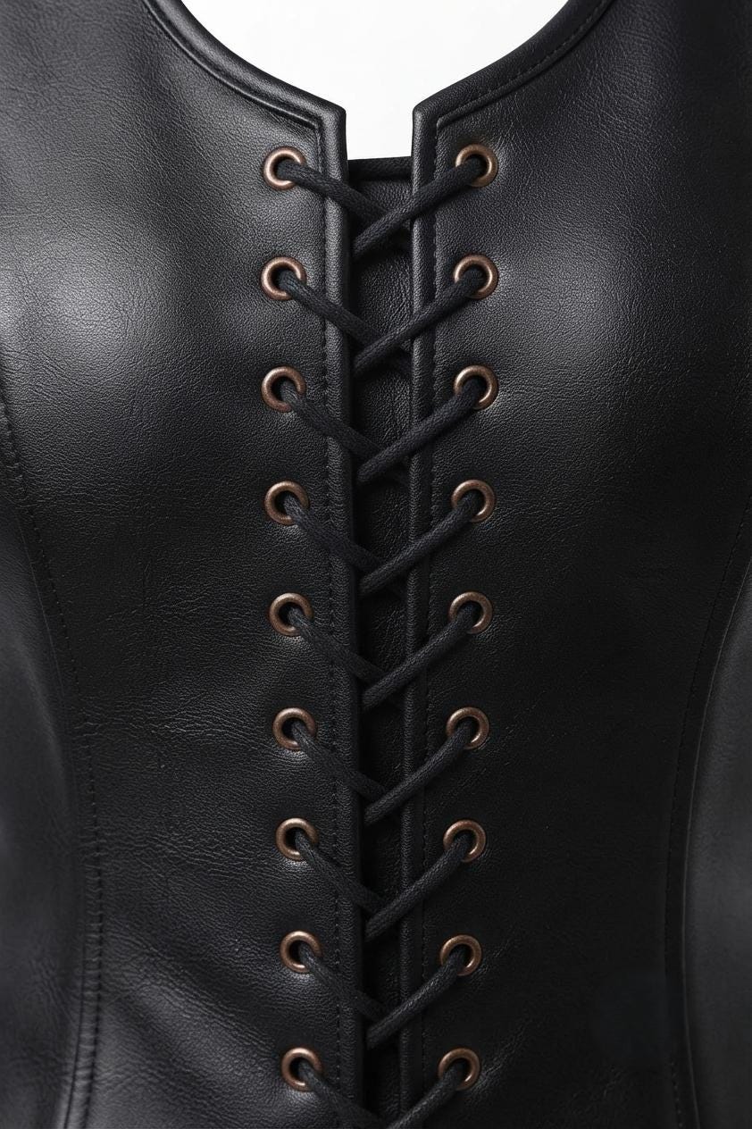 Black Leather Corset Vest view 3