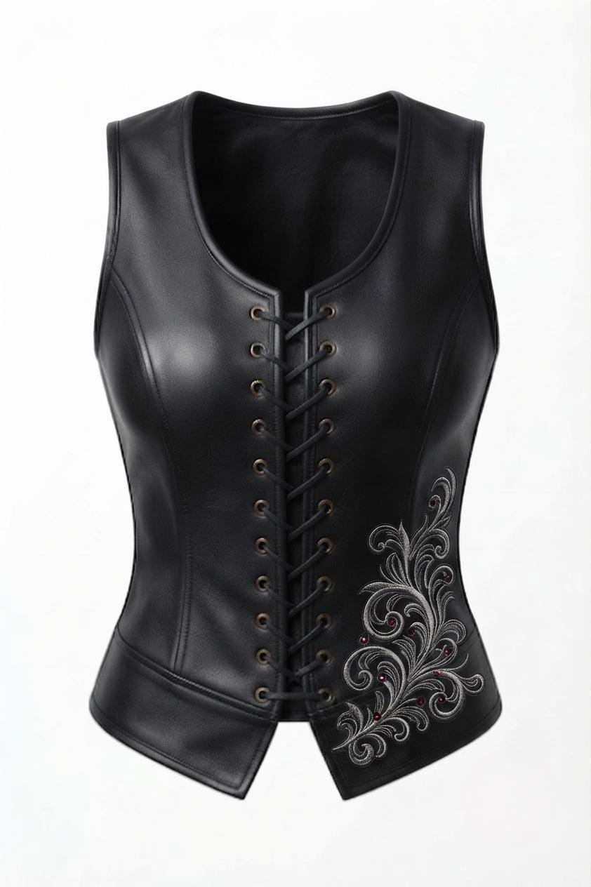 Black Leather Corset Vest