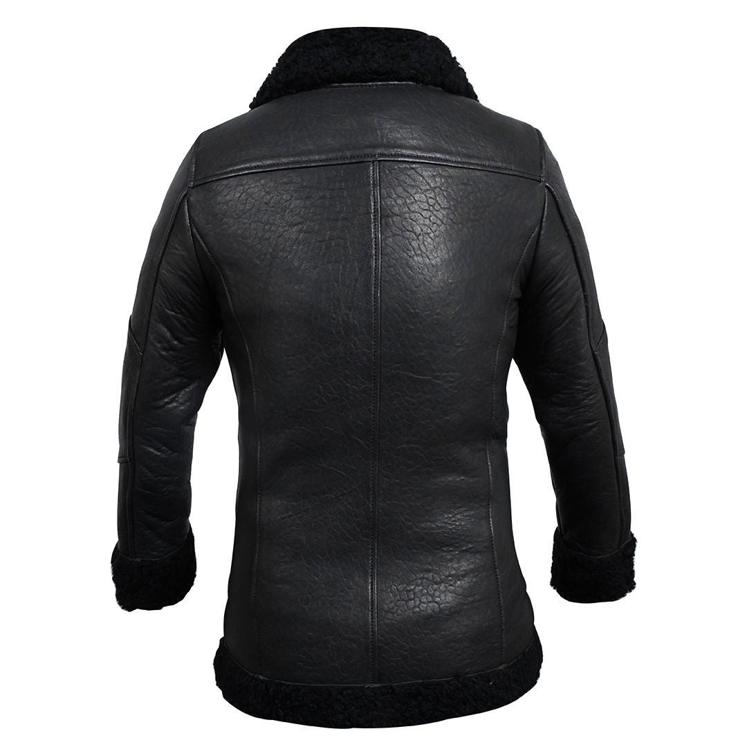 Black Shearling Aviator Jacket view 2