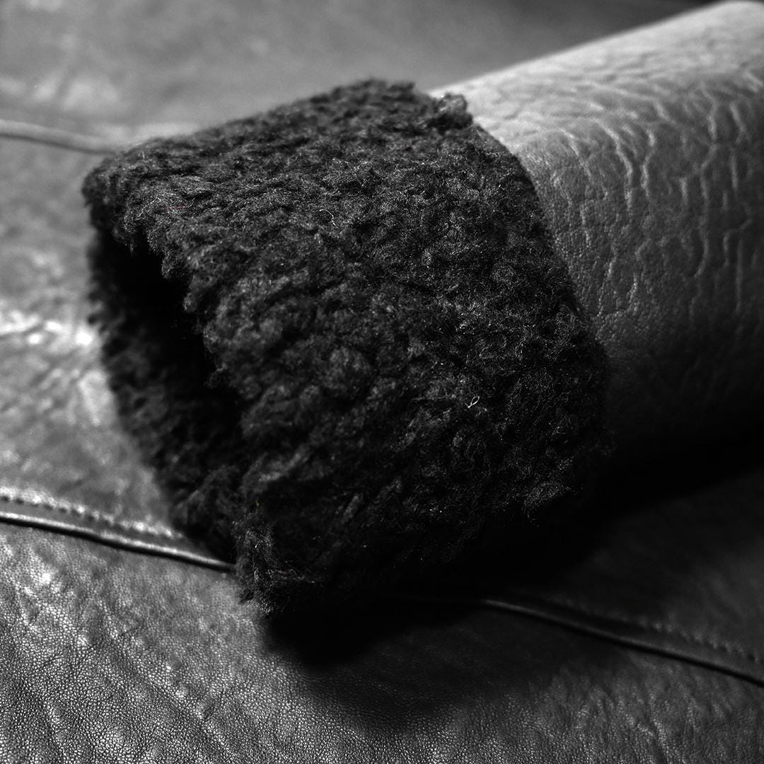 Black Shearling Aviator Jacket view 6