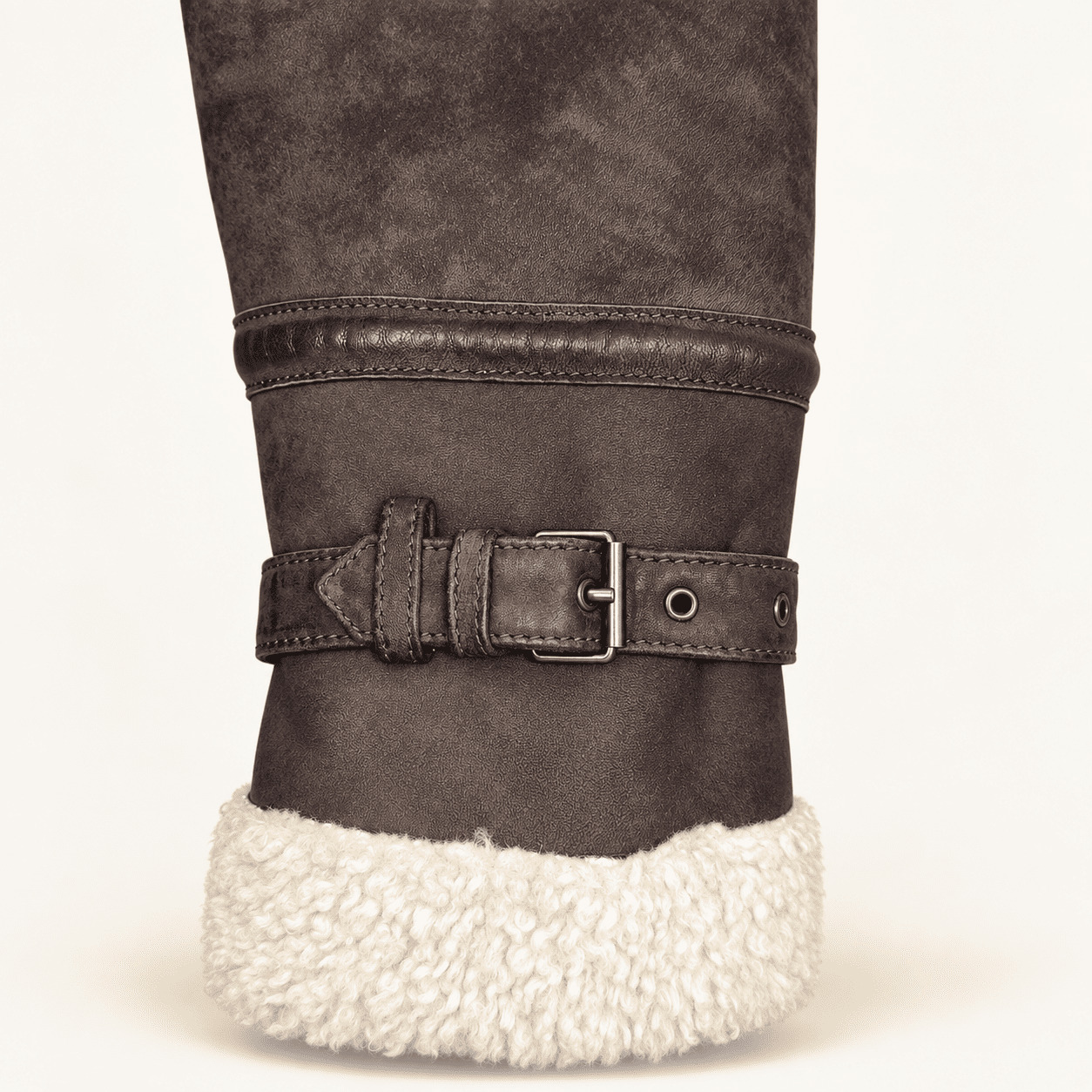 BRUNO – Men's Brown Leather Jacket with Shearling Collar view 5