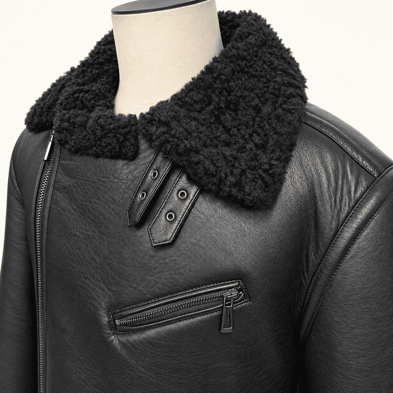 Lexius Shearling Leather Jacket view 3
