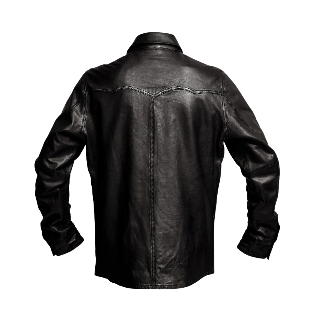 DALTON Black Leather Western Snap Shirt view 2