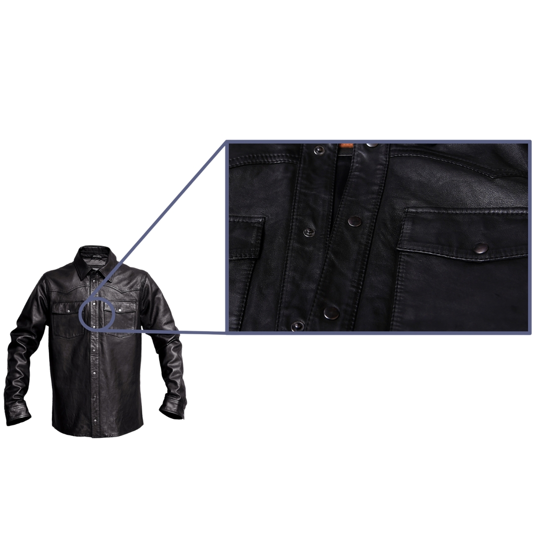 DALTON Black Leather Western Snap Shirt view 6