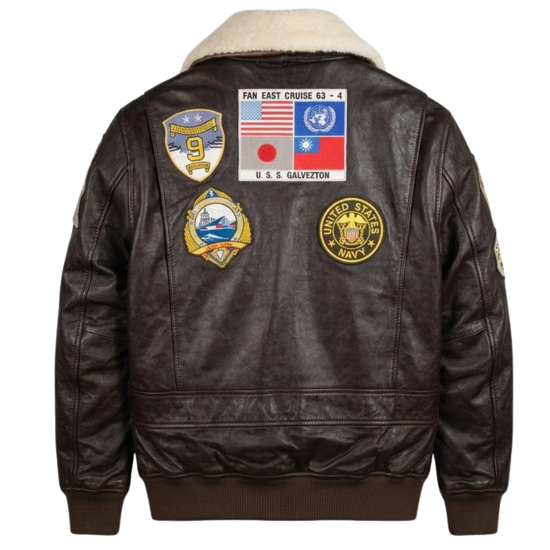 Stanley Brown Leather Flight Jacket Patches view 2