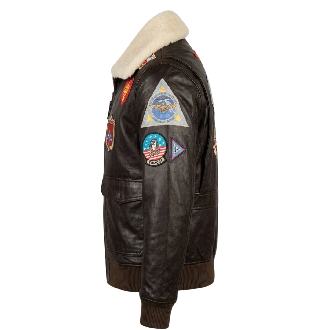 Stanley Brown Leather Flight Jacket Patches view 3