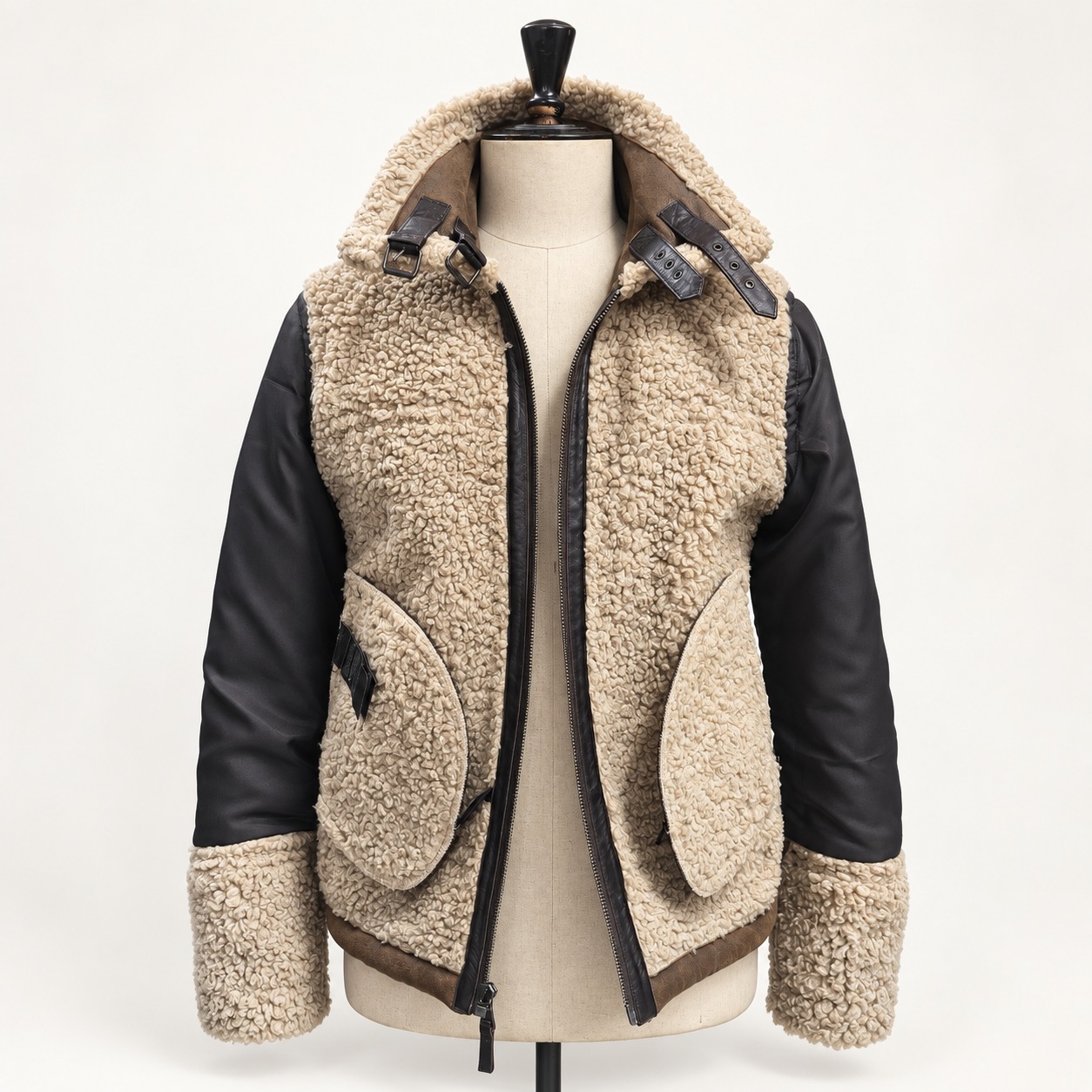 Merin Brown Shearling Leather Jacket view 6