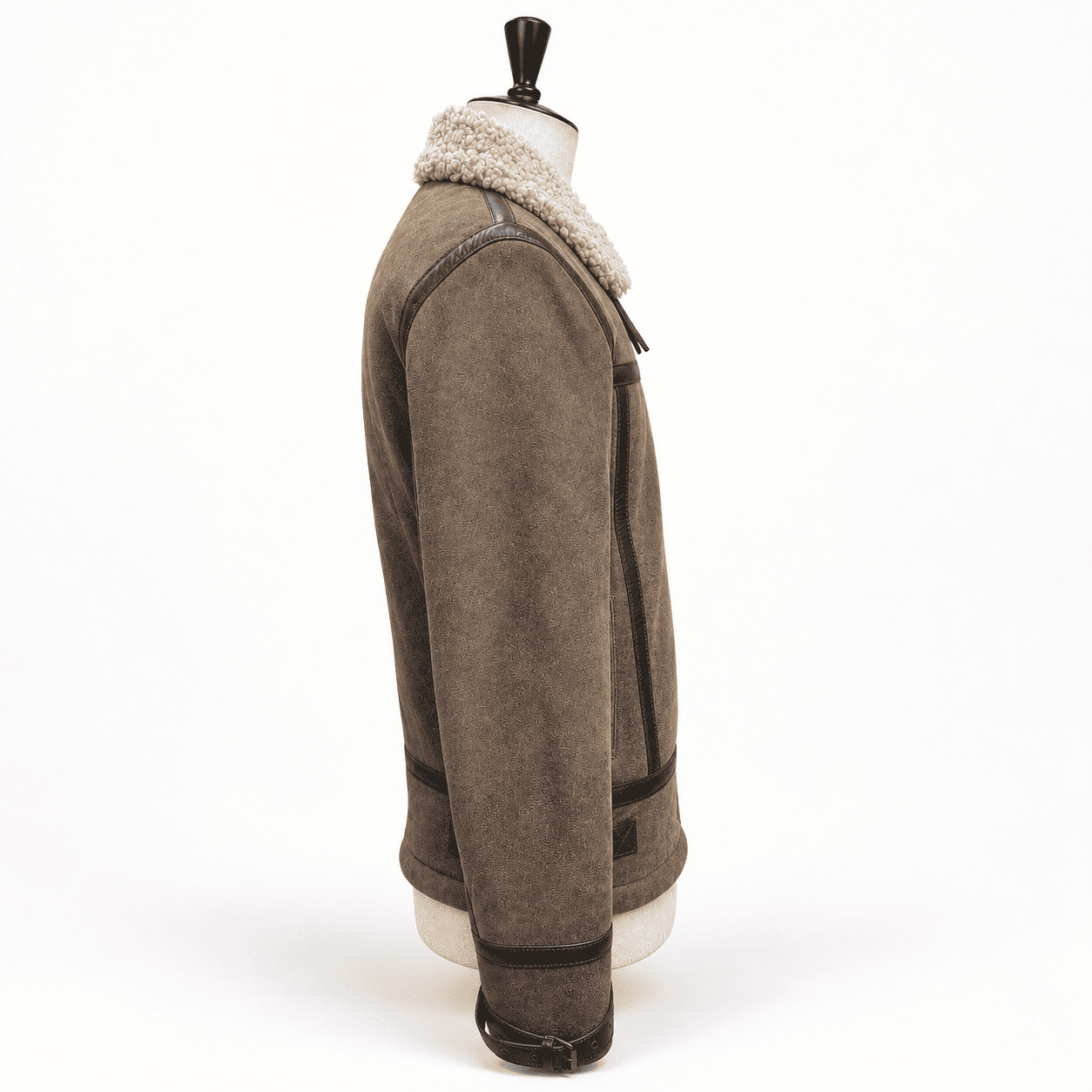 Merin Brown Shearling Leather Jacket view 3