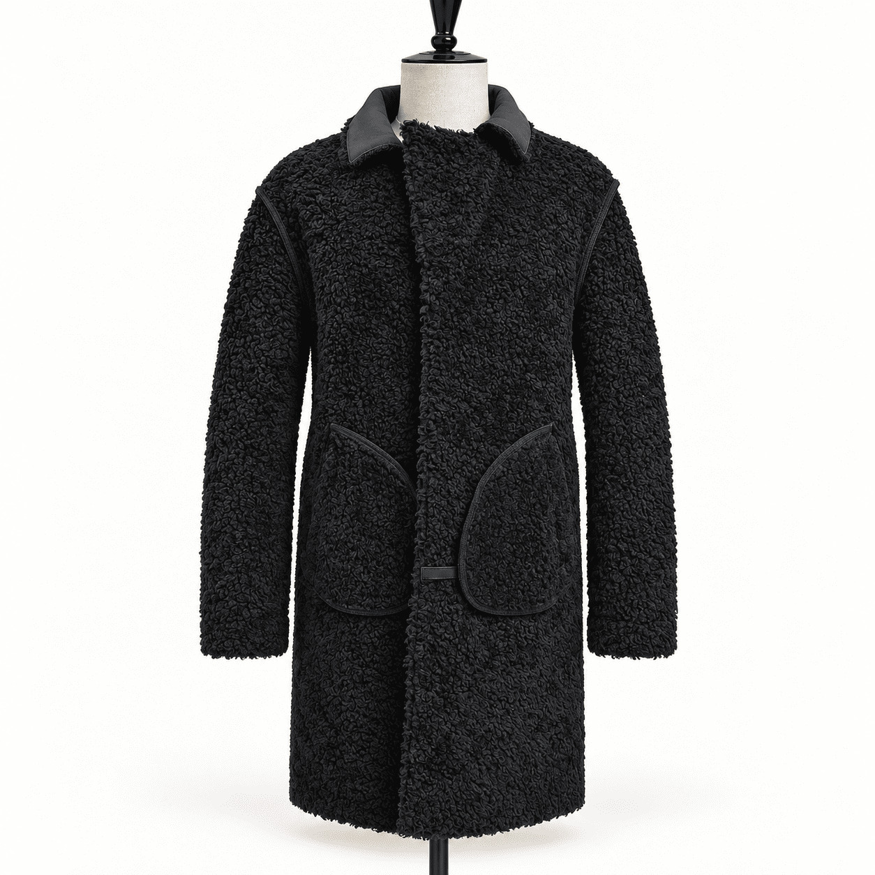 Pinto Black Shearling Leather Coat view 3