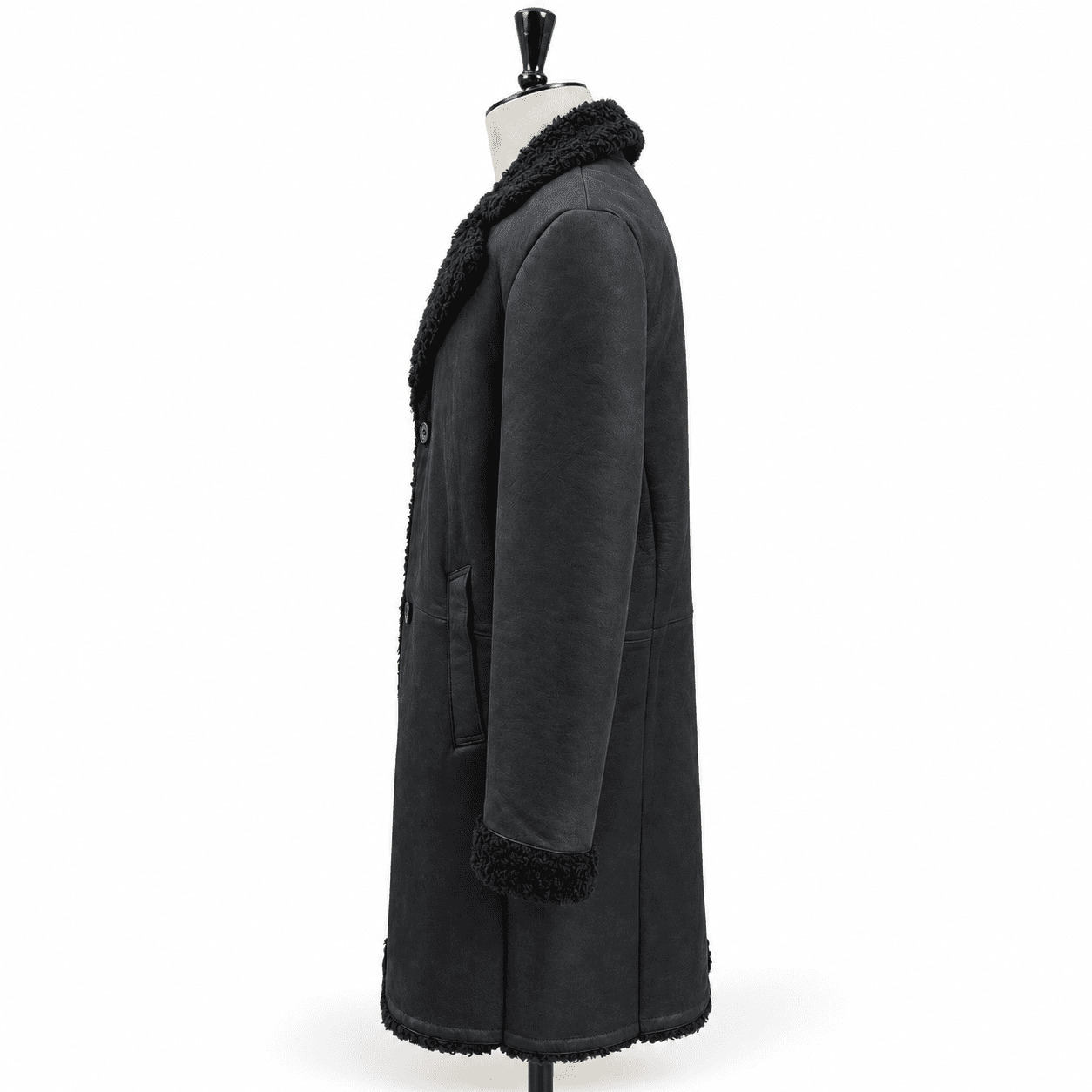 Pinto Black Shearling Leather Coat view 6