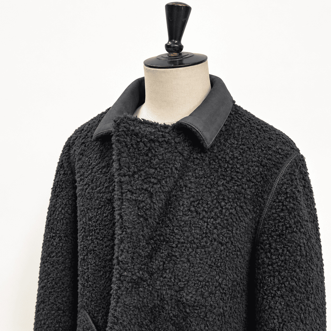 Pinto Black Shearling Leather Coat view 7