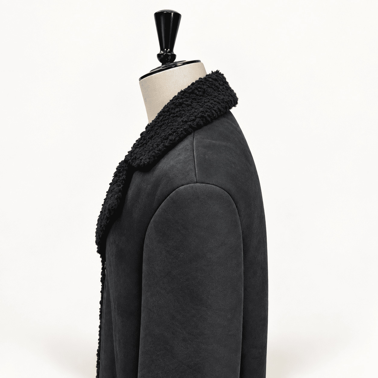 Pinto Black Shearling Leather Coat view 8