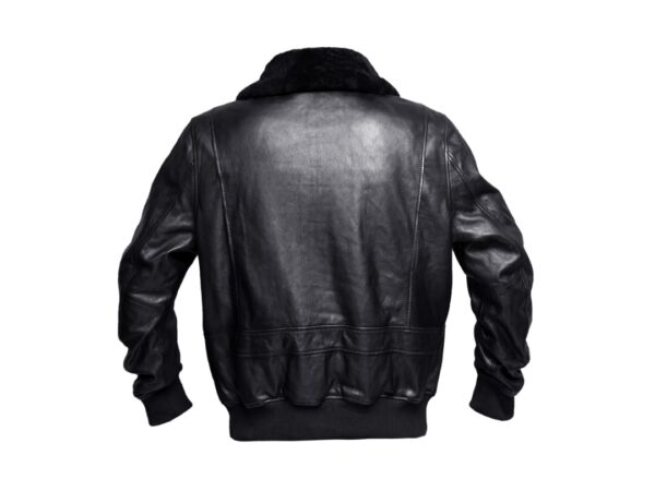 Classic Black Leather Jacket with Shearling Collar