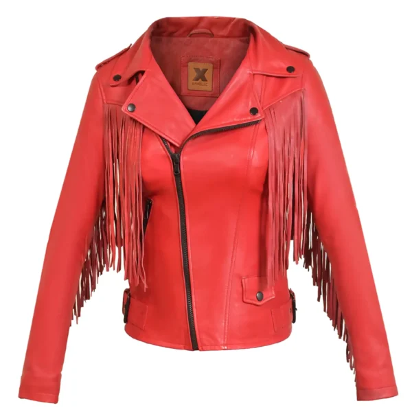 Quality Leather Women Jacket Your Name Red