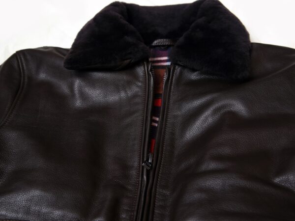 Classic Black Leather Jacket with Shearling Collar
