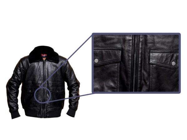 Classic Black Leather Jacket with Shearling Collar