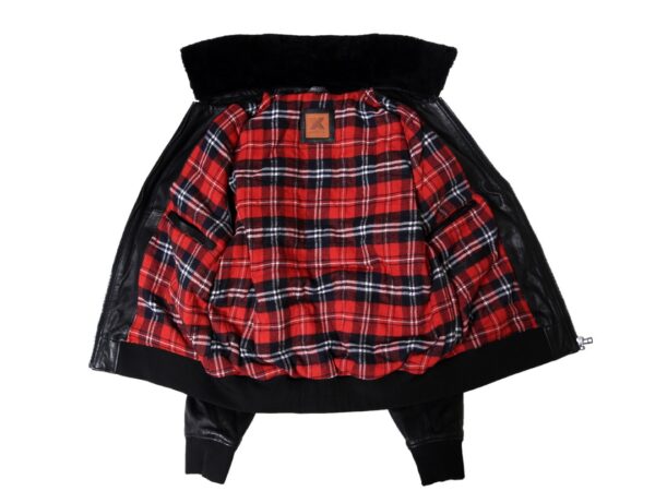 Classic Black Leather Jacket with Shearling Collar