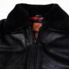 Classic Black Leather Jacket with Shearling Collar