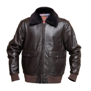 Classic Black Leather Jacket with Shearling Collar