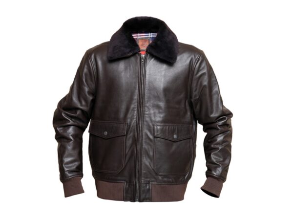 Classic Black Leather Jacket with Shearling Collar