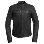 premium black leather jacket