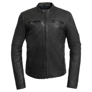 premium black leather jacket