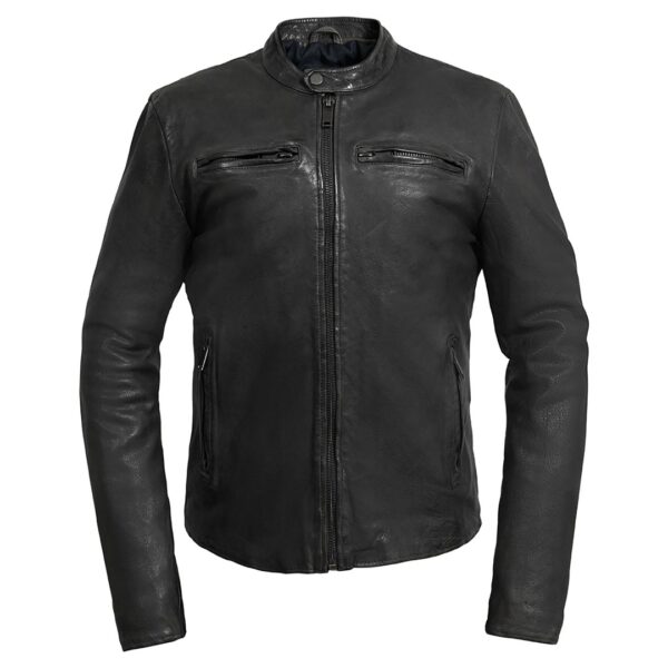 premium black leather jacket