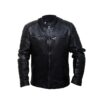Men’s Black Biker Leather Jacket – Quilted Motorcycle Style