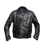 Classic Black Leather Jacket with Shearling Collar