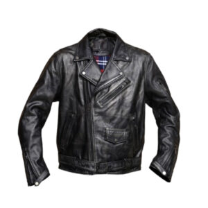 Classic Black Leather Jacket with Shearling Collar