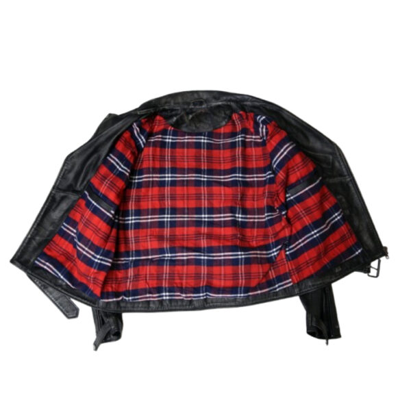 Classic Black Leather Jacket with Shearling Collar