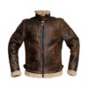 Men’s Distressed Shearling Leather Jacket – Winter Style
