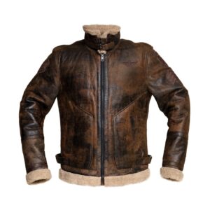 Men’s Distressed Shearling Leather Jacket – Winter Style